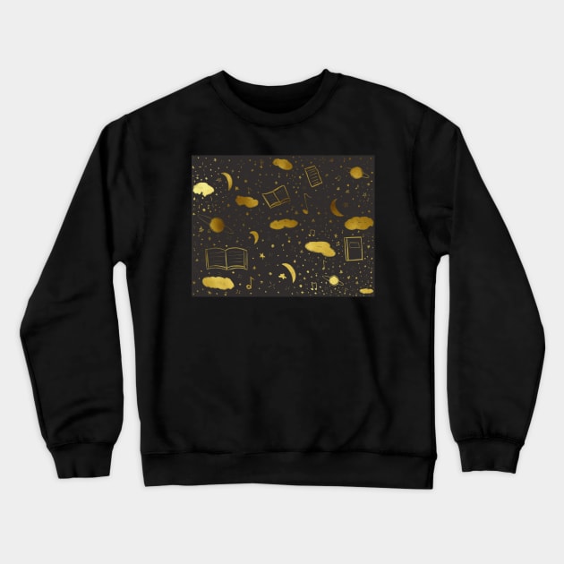 Bookish gold pattern Crewneck Sweatshirt by AnabellaCor94